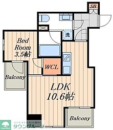 ミュプレ住吉 1LDKの間取図画像