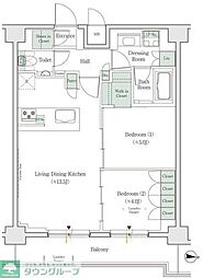 ワンルーフレジデンス亀戸 2LDKの間取図画像