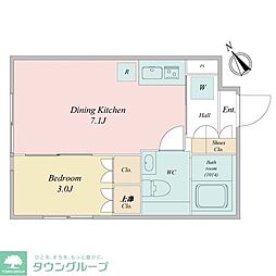 ラヴィエール清澄ガーデンテラス 1DKの間取図画像