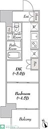 ウエリスアーバン水天宮前 1DKの間取図画像