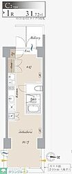 プライマル菊川 ワンルームの間取図画像