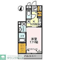 ル・ブラン立花 1Kの間取図画像