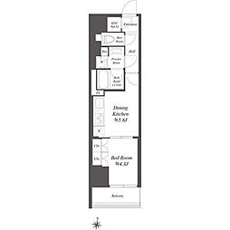 WORVE東京木場 1DKの間取図画像