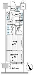 プレノ清澄庭園 1DKの間取図画像