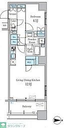 パークキューブ亀戸 1LDKの間取図画像