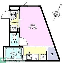 川崎市中原区上小田中3丁目アパート 1Kの間取図画像