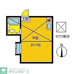 アエラス平間 ワンルームの間取図画像