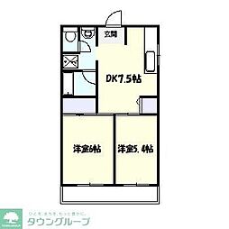 グレイスコート幸 2DKの間取図画像