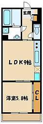 リブリ・YUFU 1LDKの間取図画像