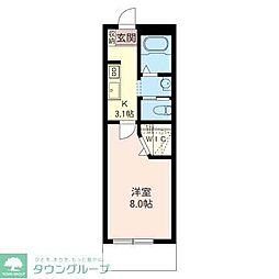 サンボナール 1Kの間取図画像