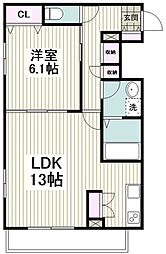 ラ・プラージュ 1LDKの間取図画像