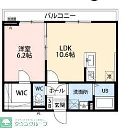 三ツ池Base 1LDKの間取図画像