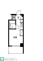 コスモハイム元住吉 ワンルームの間取図画像