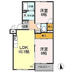 ビラ・ジュニペラスC 2LDKの間取図画像