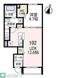 オリーアルカジック 1LDKの間取図画像
