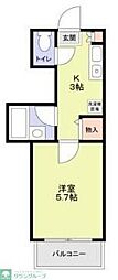 メゾン東陽日吉 1Kの間取図画像
