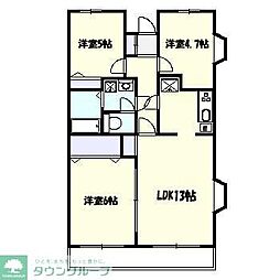 シェソワ宮内 3LDKの間取図画像
