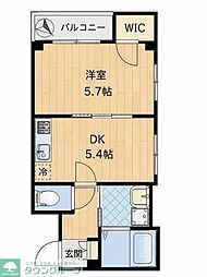 アルヴィータ元住吉 1DKの間取図画像