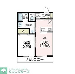 ブルーム武蔵中原 1LDKの間取図画像