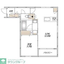 ロコティーダ武蔵新城 1LDKの間取図画像