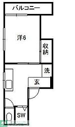 岩永ビル 1Kの間取図画像