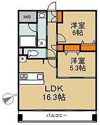 カーサヴィレンテ 2LDKの間取図画像