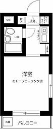 スカイコート元住吉2 ワンルームの間取図画像