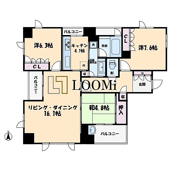 グランドメゾン周防松屋町 ｜大阪府大阪市中央区瓦屋町1丁目(賃貸マンション3LDK・9階・90.67㎡)の写真 その2