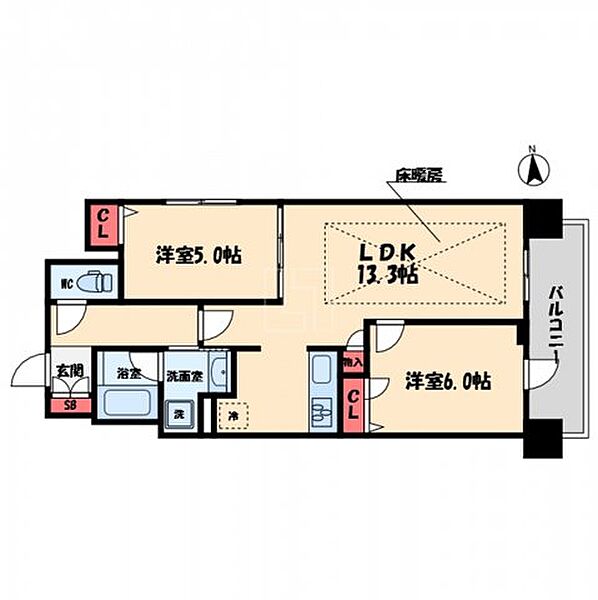 IBC Residence East ｜大阪府大阪市中央区北久宝寺町4丁目(賃貸マンション2LDK・3階・57.47㎡)の写真 その2