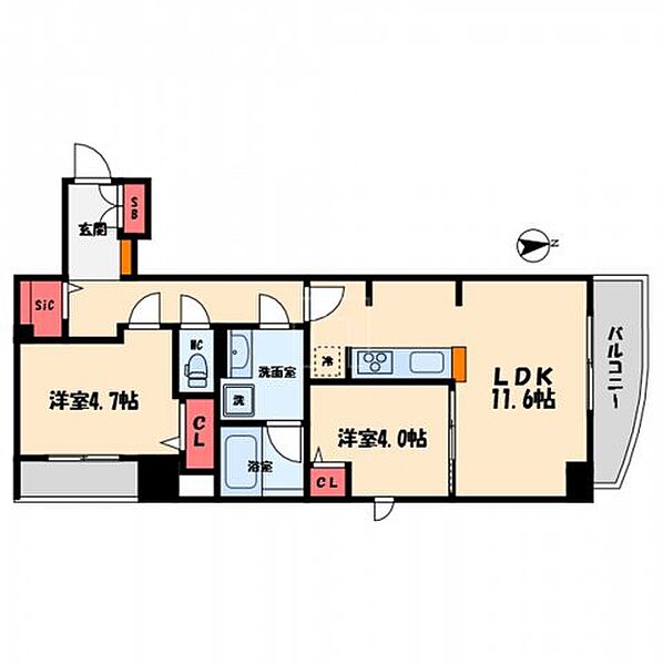 フェリシエ安堂寺町 ｜大阪府大阪市中央区安堂寺町2丁目(賃貸マンション2LDK・4階・53.61㎡)の写真 その2