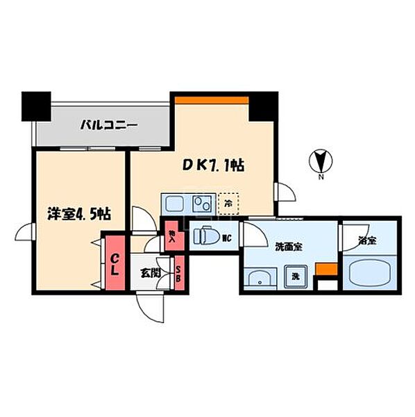 キャトル・ヴァレ ｜大阪府大阪市中央区常盤町1丁目(賃貸マンション1DK・7階・32.18㎡)の写真 その2