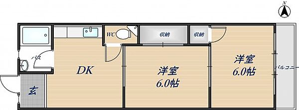 ヴィラ西村 203｜大阪府東大阪市吉田2丁目(賃貸マンション2DK・2階・38.00㎡)の写真 その2