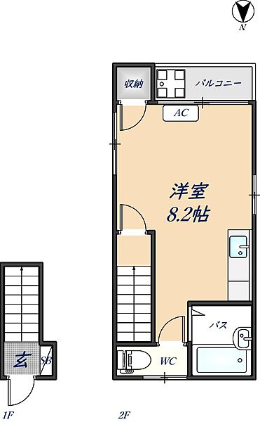 チェリーハイツ東5 102｜大阪府八尾市東本町5丁目(賃貸アパート1R・1階・24.61㎡)の写真 その2