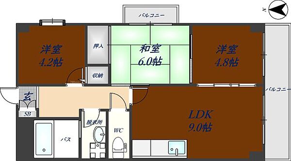 カーサフィオーレ壱番館 506｜大阪府八尾市福万寺町南4丁目(賃貸マンション3LDK・5階・57.20㎡)の写真 その2