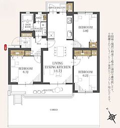 習志野台中央ハイツ1 3LDKの間取図画像