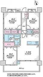 セルカディア鎌ケ谷大仏 3LDKの間取図画像