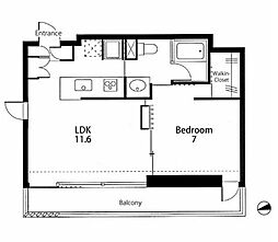 ヴィラ・ロンド 1LDKの間取図画像