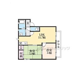 京都丹後鉄道宮福線 福知山市民病院口駅 徒歩14分の賃貸アパート 2階2LDKの間取り
