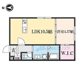 グラシエ土師　サウス 1階1LDKの間取り