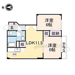 サニーハイツ 2LDKの間取図画像