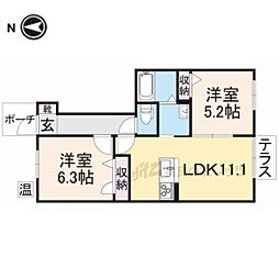 プルミエール豊野 2LDKの間取図画像
