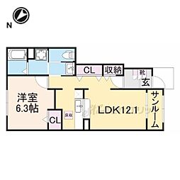 グランツA 1LDKの間取図画像