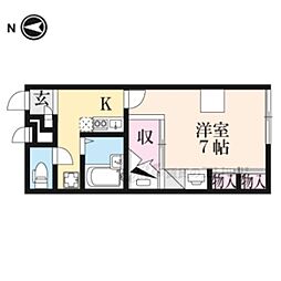 レオパレス羽崎 1Kの間取図画像