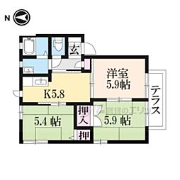 グリーンヴィラ水内2 3Kの間取図画像