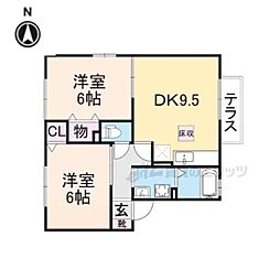コンフォール立町A 2DKの間取図画像