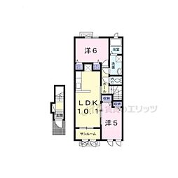 クラールリヒト 2LDKの間取図画像
