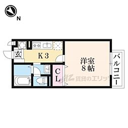 メゾンラトゥールA 1Kの間取図画像