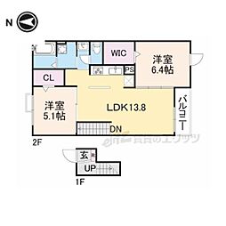 レジーナ倉梯 2LDKの間取図画像