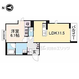 シャーメゾンKeyLuck 1LDKの間取図画像