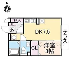 ハイツピュア 1DKの間取図画像